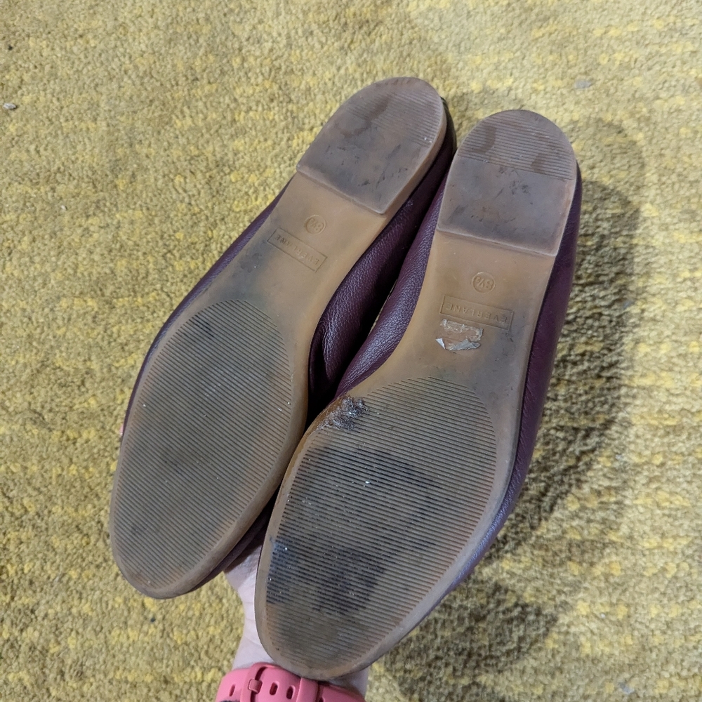 Everlane Maroon Leather Ballet Flats sz 8.5 - Picture 3 of 6